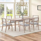 Lot de 2 chaises de salle à manger, chaises d'appoint modernes de style campagnard avec dossier en rotin et pieds en bois d'hévéa