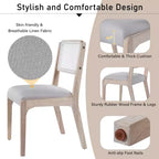 Lot de 2 chaises de salle à manger, chaises d'appoint modernes de style campagnard avec dossier en rotin et pieds en bois d'hévéa