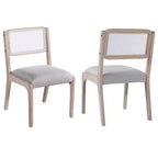 Lot de 2 chaises de salle à manger, chaises d'appoint modernes de style campagnard avec dossier en rotin et pieds en bois d'hévéa