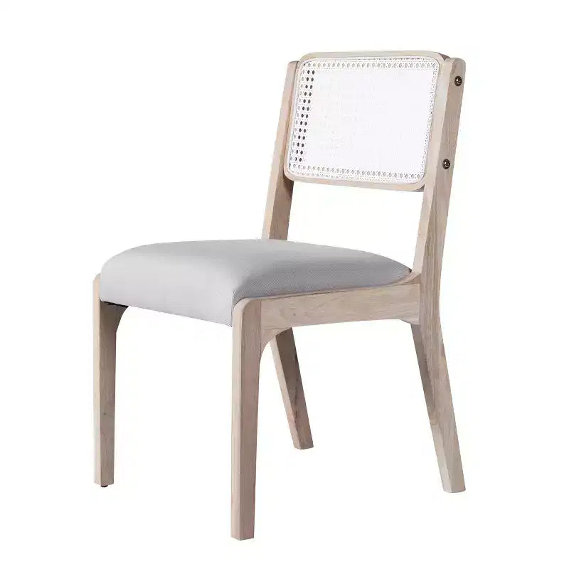 Lot de 2 chaises de salle à manger, chaises d'appoint modernes de style campagnard avec dossier en rotin et pieds en bois d'hévéa