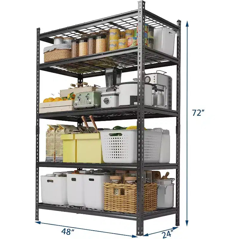 Étagères de garage robustes à 5 niveaux, unités de rangement industrielles en métal avec étagères réglables, pour garage, cuisine, cellier, entrepôt