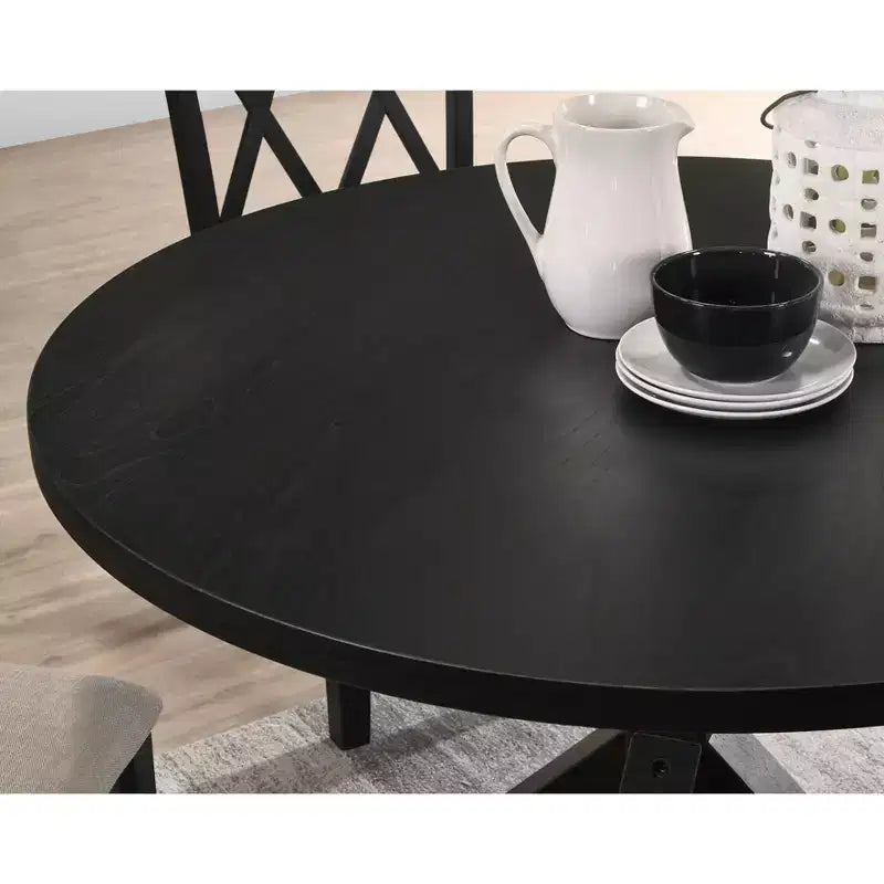 Table à manger ronde de 119 cm pour 4 personnes avec piétement croisé