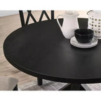Table à manger ronde de 119 cm pour 4 personnes avec piétement croisé