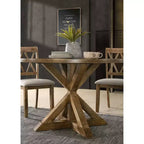 Table à manger ronde de 119 cm pour 4 personnes avec piétement croisé
