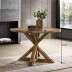 Table à manger ronde de 119 cm pour 4 personnes avec piétement croisé