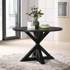 Table à manger ronde de 119 cm pour 4 personnes avec piétement croisé