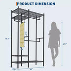 Portant à Vêtements Autoportant à 4 Niveaux avec Étagères, Système de Penderie en Acier Ajustable