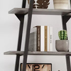 Étagère bibliothèque à 5 niveaux, étagère sur pied de style rétro avec étagères, tour de rangement haute pour CD, films et livres, étagère de rangement étroite pour chambre à coucher
