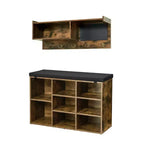 Hall Tree, Wall-Mounted Coat Rack and Shoe Bench Set with 5 Hooks, Industrial Style Entryway Storage Coat Rack, Shoe Cabinet with Hallway Storage