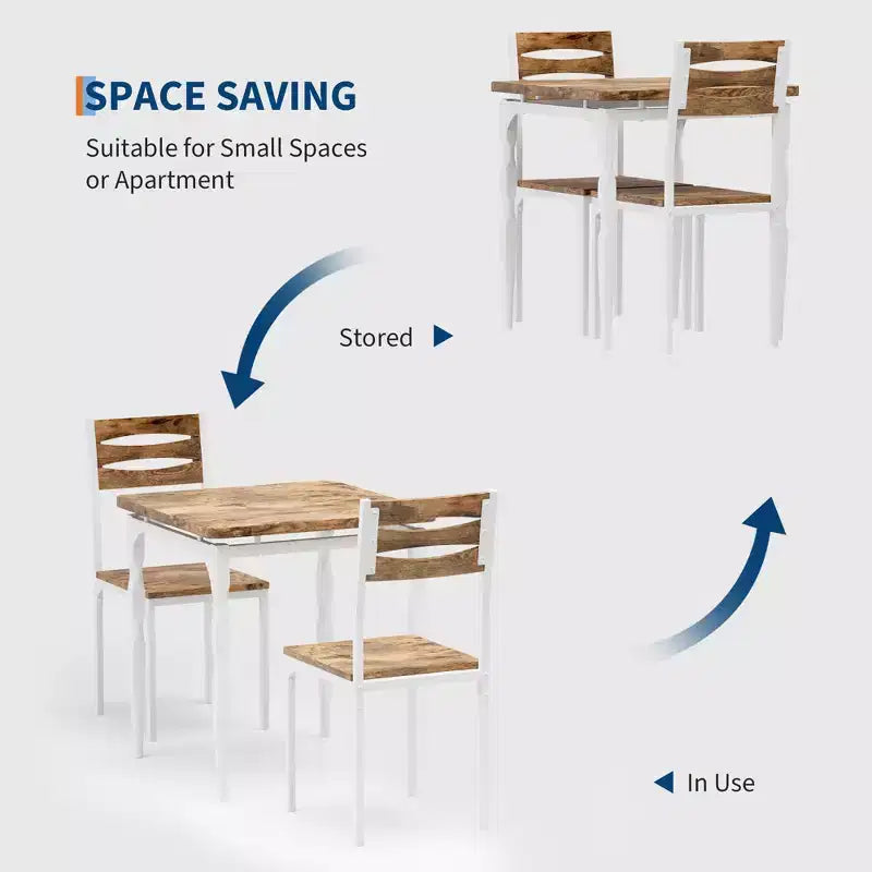 Ensemble table et chaises de salle à manger pour 2, table et chaises compactes 3 pièces, assise ergonomique confortable, idéal pour petits espaces, cuisines, appartements