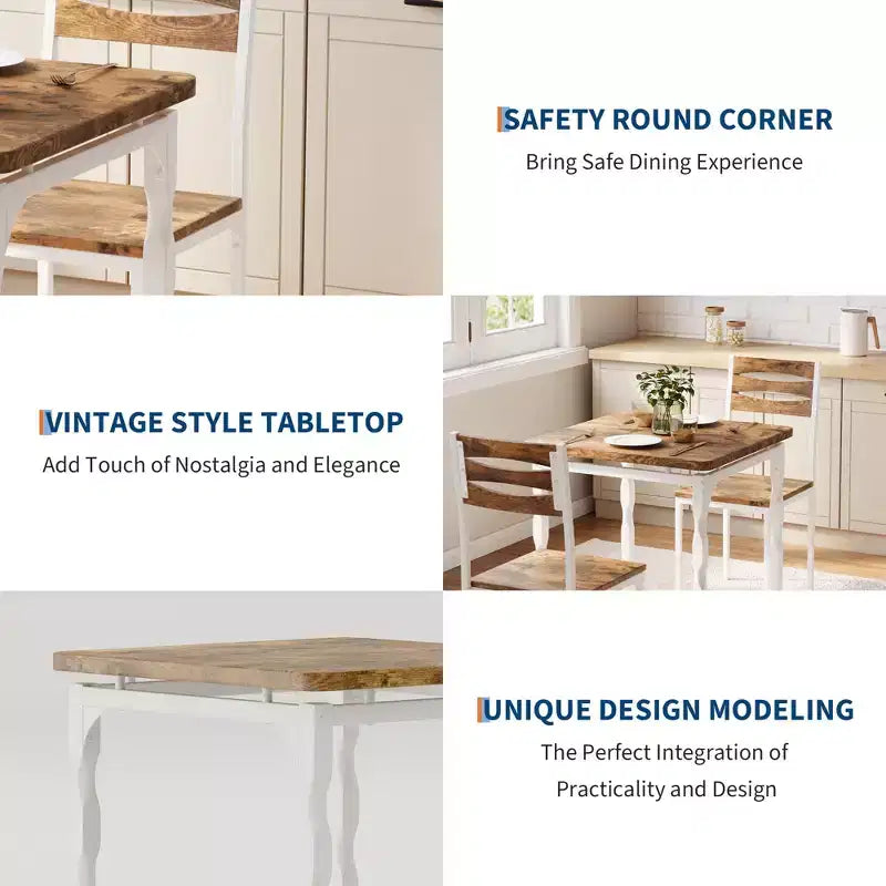 Ensemble table et chaises de salle à manger pour 2, table et chaises compactes 3 pièces, assise ergonomique confortable, idéal pour petits espaces, cuisines, appartements