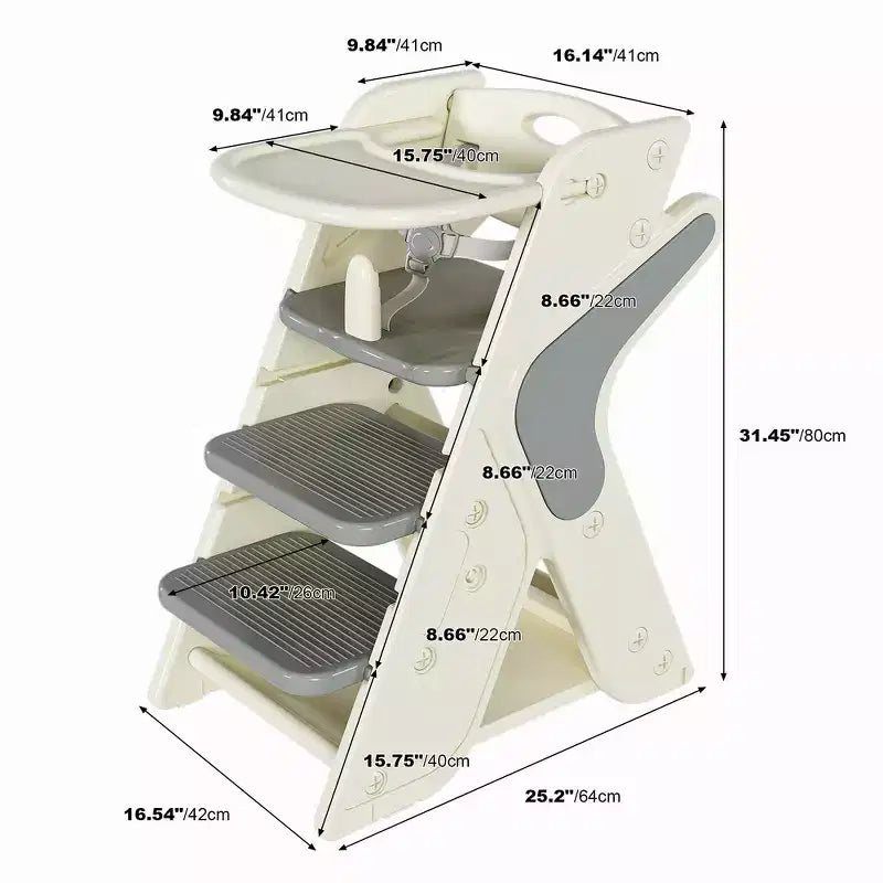 Chaise haute multifonctionnelle pour tout-petits avec ceinture de sécurité et tablette amovible