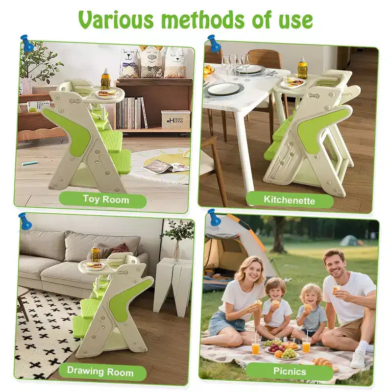 Chaise haute multifonctionnelle pour tout-petits avec ceinture de sécurité et tablette amovible