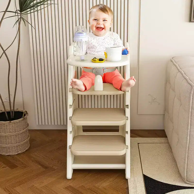 Chaise haute multifonctionnelle pour tout-petits avec ceinture de sécurité et tablette amovible