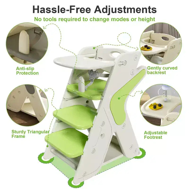 Chaise haute multifonctionnelle pour tout-petits avec ceinture de sécurité et tablette amovible
