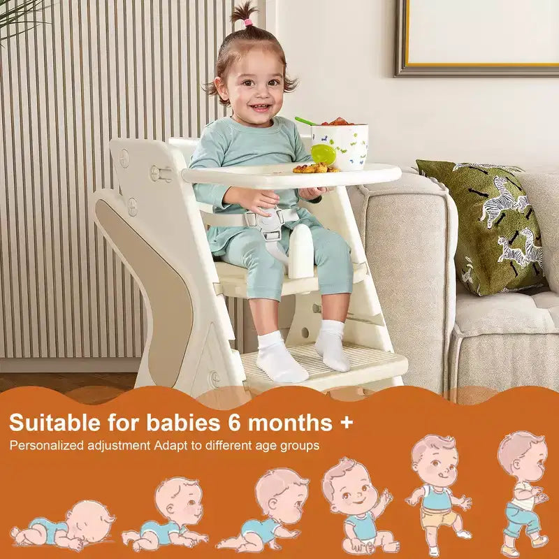 Chaise haute multifonctionnelle pour tout-petits avec ceinture de sécurité et tablette amovible