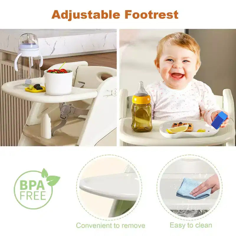 Chaise haute multifonctionnelle pour tout-petits avec ceinture de sécurité et tablette amovible