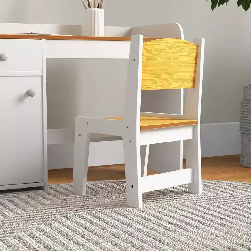 Ensemble bureau et chaise 2 pièces pour enfant avec tiroir de rangement - Blanc
