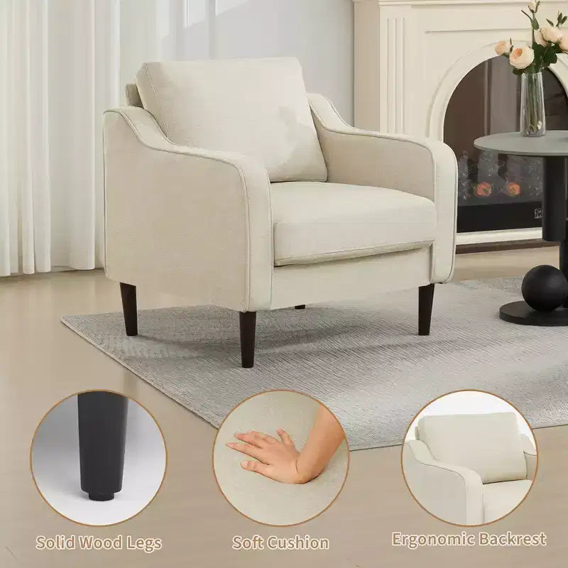 Fauteuil d'appoint du milieu du siècle, Chaises de salon modernes et confortables, Fauteuil rembourré, Fauteuil individuel confortable, pour Chambre à coucher ou Salon