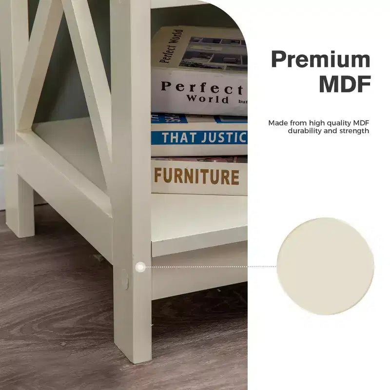 Lot de 2 tables d'appoint de ferme – Tables d'appoint rustiques à 3 niveaux avec cadre en X
