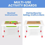 Table sensorielle pour enfants avec instruments de musique et surface de jeu double face