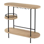 Table de bar à vin avec rangement pour verrerie - Fini naturel