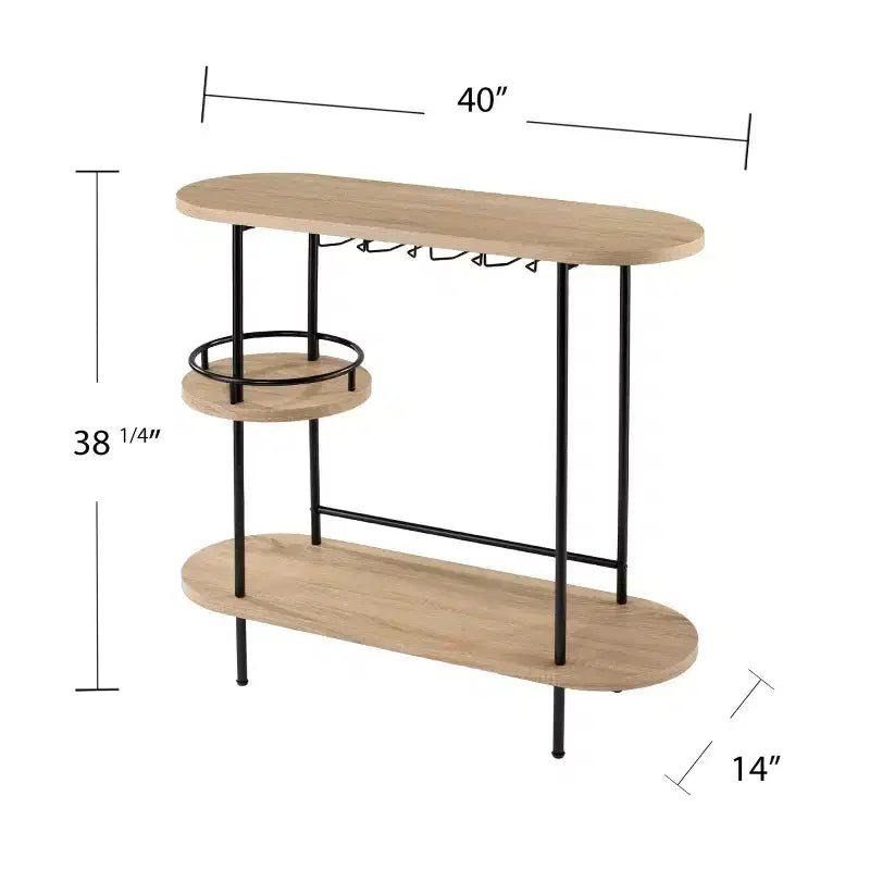 Table de bar à vin avec rangement pour verrerie - Fini naturel