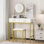 Coiffeuse avec miroir rotatif et éclairage LED