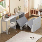 Lit escamotable double avec bureau et commode – Comprend un coussin pliable