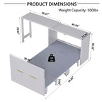 Lit escamotable double avec bureau et commode – Comprend un coussin pliable